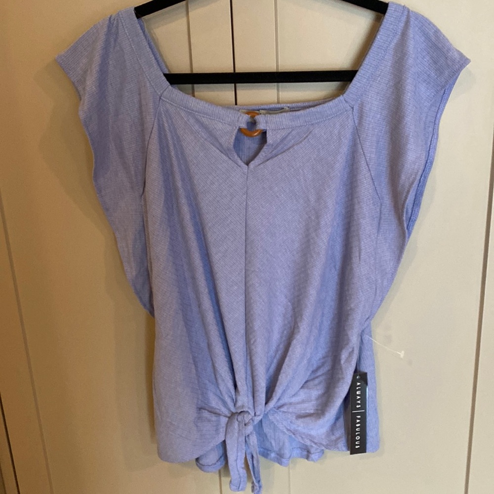 Absolutely Famous knit cap sleeve blouse purple